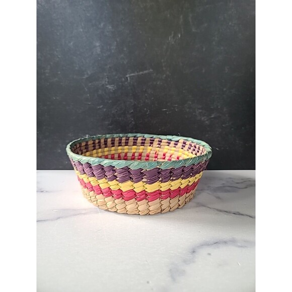 Vintage Striped Woven Basket - Picture 1 of 10